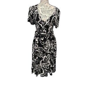 Uncle Frank Women’s Belted‎ Waist midi dress Black & White Lg Whimsigoth Grudge